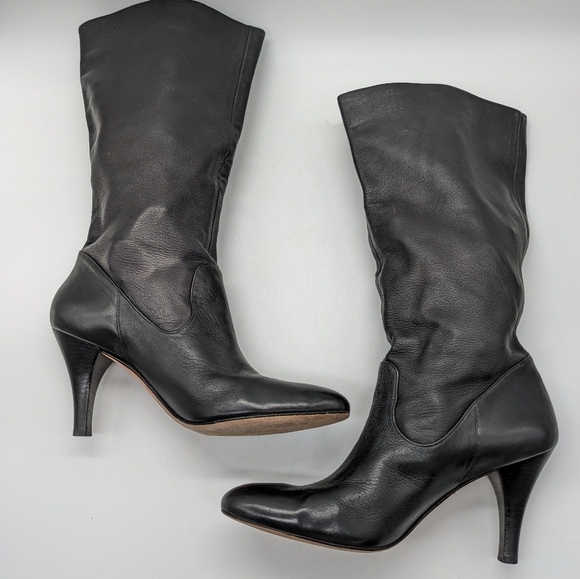 Arturo Chiang Prudie black butter soft leather mid calf heel boot 8 - Picture 5 of 11